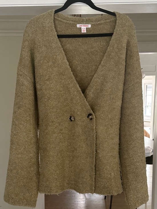 Joe Fresh Sweaters - JOE FRESH - Yellow Green Boucle Cozy Double-Breasted Cardigan - Size XL
